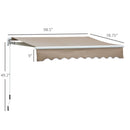 8' x 7' Patio Retractable Awning, Manual Exterior Sun Shade Deck Window Cover, Brown