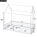 Metal House Bed With Fence And Door