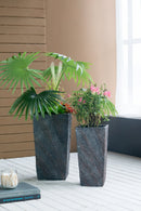 9.4x9.4x18.1" Cement Planter Large