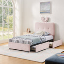 Twin Size Kids Upholstered Bed with Oversized Rabbit Ear Headboard