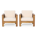 Set of 2 Outdoor Acacia Wood Club Chairs with Cushions by HouseOfZazla