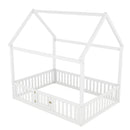 Wood House Bed With Fence And Door by HouseOfZazla