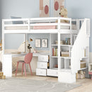 Loft Bed With L Shaped Desk, Drawers, Cabinet, And Storage Staircase by HouseOfZazla