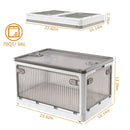 70QT/66L Foldable Storage Bins with Lid 4 Doors Collapsible Stackable Closet Organizer Containers with Lock 4Pcs Wheels