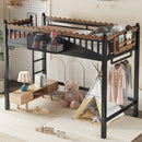 Twin XL Size Loft Bed with Ladders and Storage Shelves