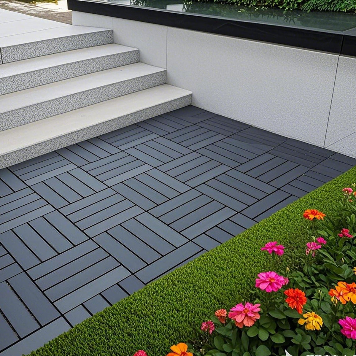 Plastic Interlocking 44 Pack Patio Deck Tiles, Square Waterproof Outdoor All Weather Use, photo 10 of 11