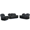 3 Pieces Recliner Sofa Sets Home Theater Seating Manual Recliner Chair With Center Console And LED Light Strip For Living Room by HouseOfZazla