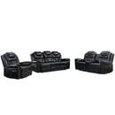 3 Pieces Recliner Sofa Sets Home Theater Seating Manual Recliner Chair With Center Console And LED Light Strip For Living Room by Unique Piece Furniture