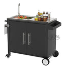 Outdoor Grill Cart With 304 Stainless Steel Sink And Cabinet - Black / Silver by HouseOfZazla