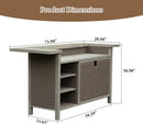Patio Bar Table with Cabinet - Outdoor Aluminum & PE Wicker