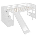 Loft Stairway Bed With 2 Drawers, Convertible Ladder And Slide by HouseOfZazla