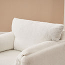 Fixed Modern Accent Chair Single Seater Plush Chenille Lounge Chair With High Resilience Cushion - Ivory White by HouseOfZazla