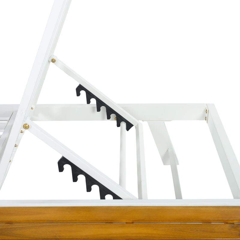 White Iron + Teak Finish Chaise Lounge Frame, photo 8 of 10