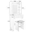 Space Saving Makeup Vanity Desk With Mirror & Adjustable LED Lights by HouseOfZazla