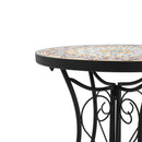 Round Ceramic Outdoor Side Table, Colorful + Black by HouseOfZazla