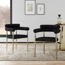 Dining Chairs (Set of 2), Mid-Century Modern Dining Chairs, Kitchen Dining Room Chairs, Round Boucle Backrest Sherpa Dining Chair With Brushed Metal Legs by HouseOfZazla