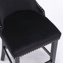Contemporary Upholstered Wing-Back Barstools With Button Tufted Decoration And Wooden Legs, And Nailhead Trim, Leisure Style Bar Chairs, Bar Stools (Set of 2) by Unique Piece Furniture