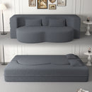 Modern Floor Sofa With Two Pillows Convertible Teddy Fabric Foam Filled Bed