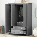 3 Door Storage Wardrobe With Cabinets And 2 Hanging Rods - Gray by HouseOfZazla