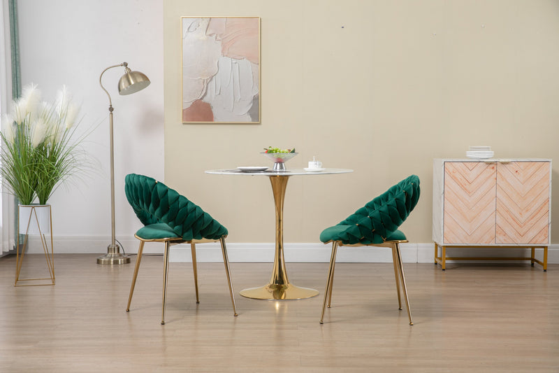 Accent Chairs Set of 2, Velvet Side Chairs with Gold Legs, Mid-Century Upholstered Dining Chairs for Living Room, Kitchen, Bedroom, Beauty Room