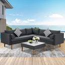 4-Piece Outdoor Wicker Sofa Set with Colorful Pillows