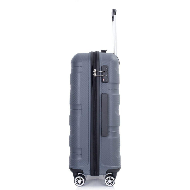 Hardshell Suitcase Spinner Wheels PP Luggage Sets Lightweight Durable Suitcase with TSA Lock,3-Piece Set (20/24/28), Gray