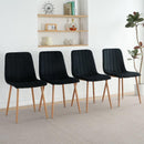 Indoor black velvet dining chair, modern kitchen dining chair with backrest, upholstered side chair with hot transfer metal legs, Family Kitchen Dining Room and living room (set of 4)