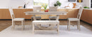 6-Piece Wood Half Round Dining Table Set Kitchen Table Set with Long Bench and 4 Dining Chairs, Modern Style, Natural