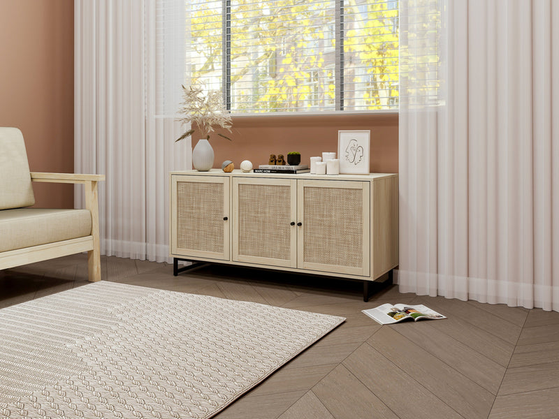 3 Door Cabinet, Sideboard Accent Cabinet, Storage Cabinet for Living Room, Hallway Entryway Kitchen