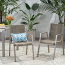 Outdoor Modern Aluminum Dining Chair Set With Rope Sea (Set of 2) by HouseOfZazla