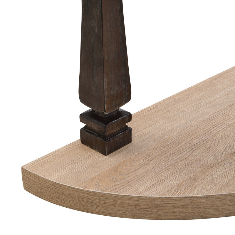 48 inch Long Semi Circle Demilune Sofa Table for Small Hallway Entryway Space, Wooden Half Moon Sturdy Console Tables, Grey&Natural Colour