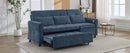 2-in-1 Sofa 82' Three-seater Sofa with Sofa Bed and Reversible Recliner, Blue Chenille