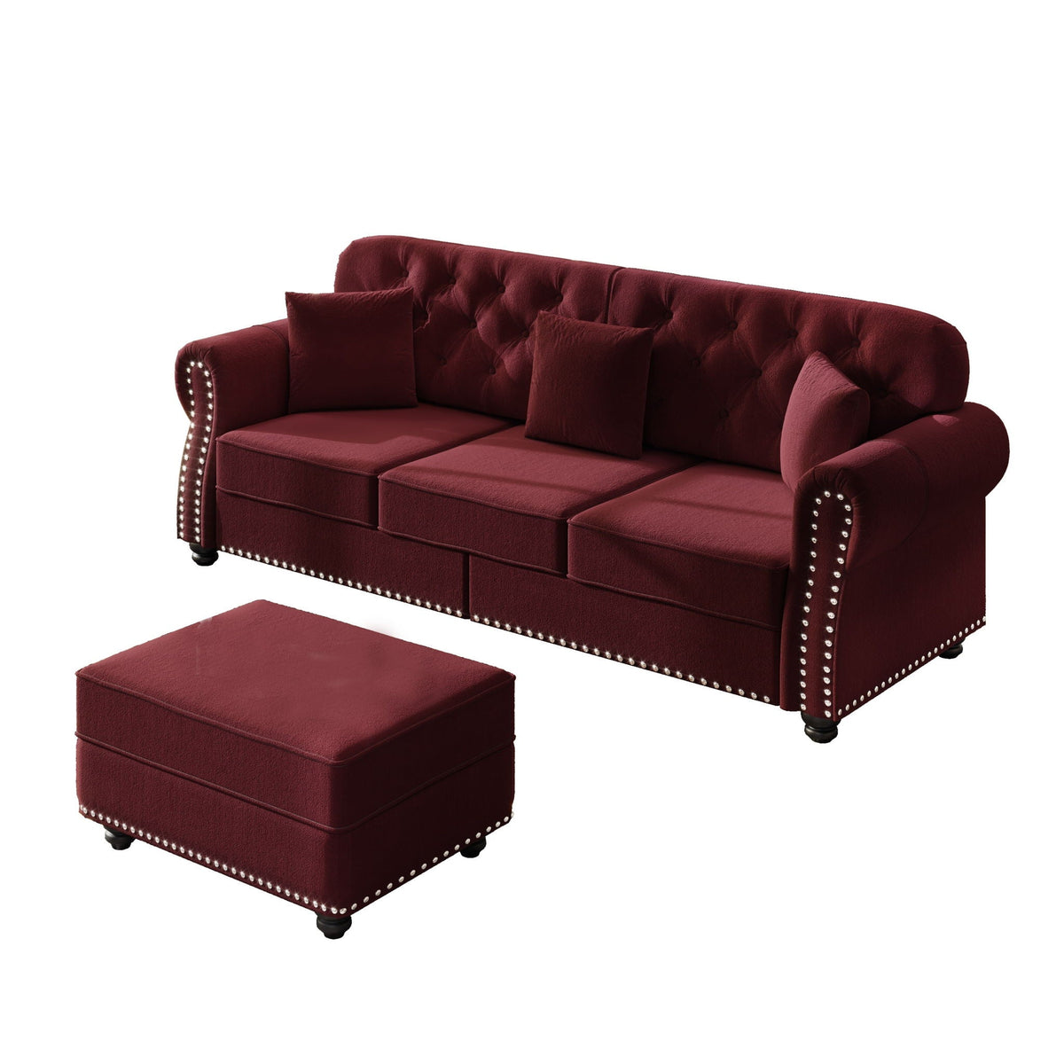 Upholstered 3 Seater Sofa Set With Ottoman, photo 2 of 39