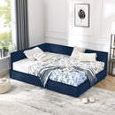 Mid-Century Storage Upholstered Tufted Bed Frame With Backrest And Armrests