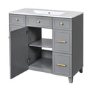 Bathroom Vanity With Ceramic Sink, Soft Close Doors, Adjustable Shelves by HouseOfZazla