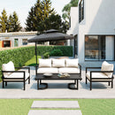 U_Style Multi-Person Outdoor Steel Sofa Set with Coffee Table