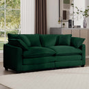 Modern Fabric Living Room Sofa with 4 Pillows, Upholstered Large Deep Seating Loveseat, Green Corduroy