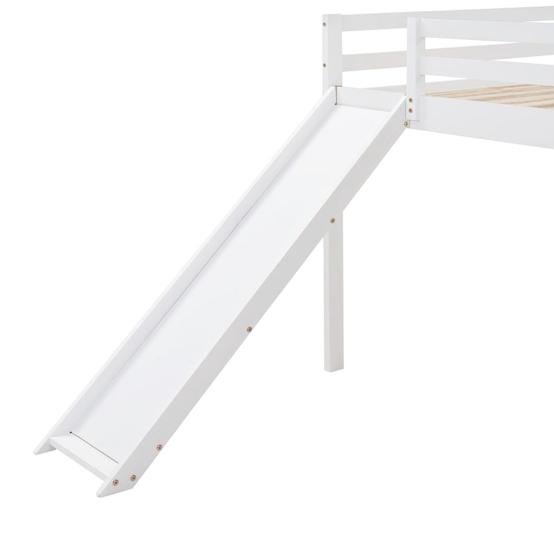 Full Loft Bed With Slide, Multifunctional Design - White, photo 6 of 14