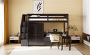 Loft Bed With Stairs, Bookshelf, Drawers, Desk & Wardrobe, Space Saving Multifunctional Furniture by HouseOfZazla
