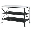 Brahm - Kitchen Island - White Marble Top & Gray