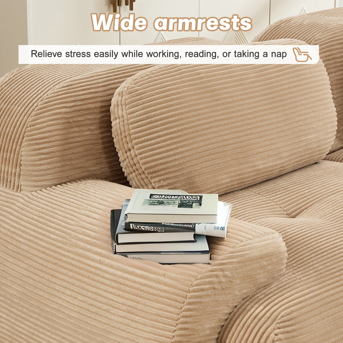 Three-Seat Modular Sofa With 3 Ottomans – Camel, photo 8 of 10