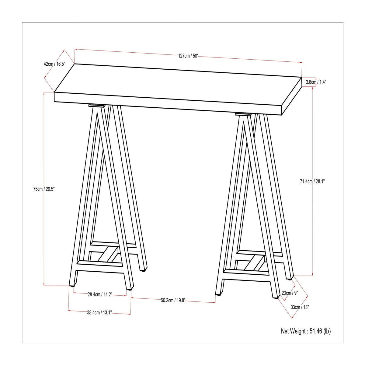 Sawhorse - Handcrafted Solid Table, photo 9 of 11