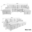 Sectional Sofa Convertible Pull-Out Bed With Storage Ottoman & USB Ports by Unique Piece Furniture