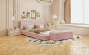 2-Pieces Bedroom Sets Queen Size Upholstered Bed with Rectangular Upholstered Ottoman for Bedroom,Pink
