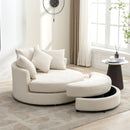 360° Swivel Accent Barrel Chair With Storage Ottoman & 4 Pillows, Modern Leisure Chair Round Accent For Living Room by HouseOfZazla