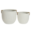 Round Concrete Planter Set of 2, Large Handmade Off White Pots