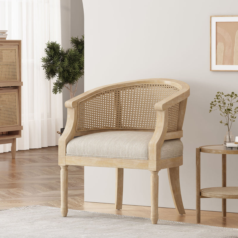 Walker Edison | Rattan Curved Back Accent Chair