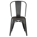 Set of 4 Stackable Metal Dining Chairs, Modern Industrial Slat Back by HouseOfZazla
