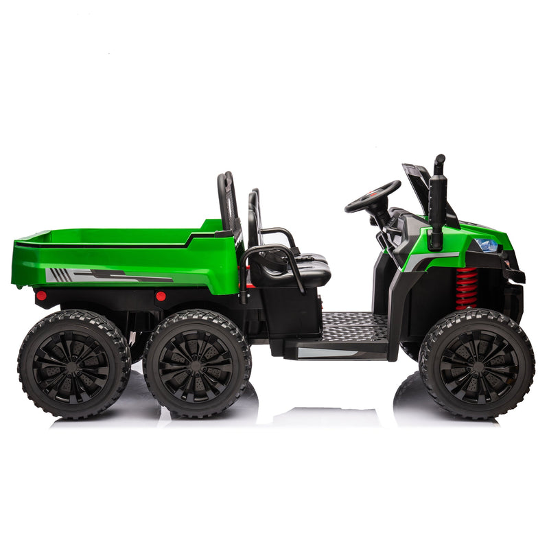 24V 2-Seater UTV-XXL Ride On Truck with Dump Bed for kid,Ride On 4WD UTV with 6 Wheels,Foam Tires, Suitable for Off-Roading,remote control,Three-Point Safety Harness