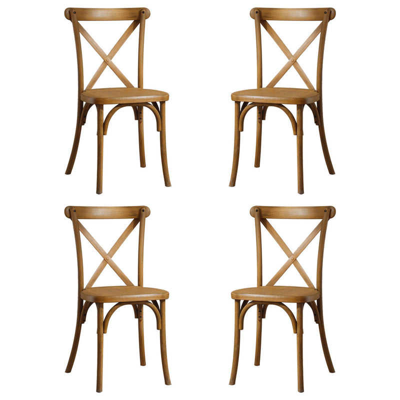 4-Pack Resin X-Back Chair, Natural